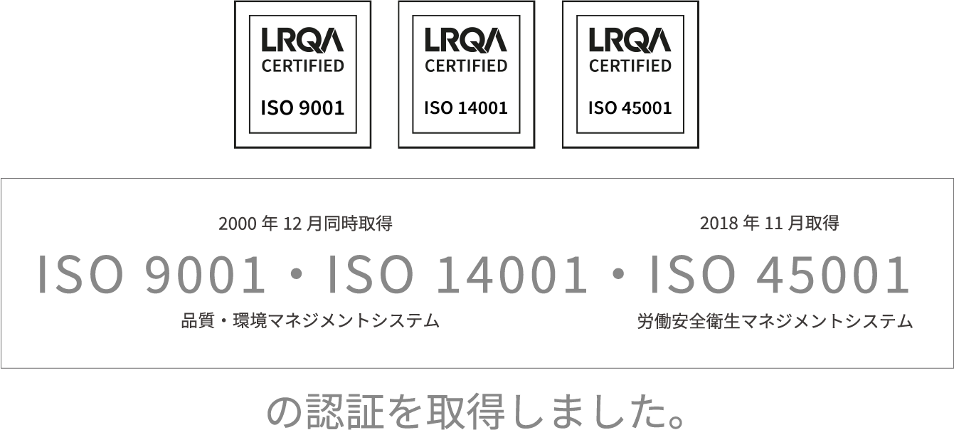 ISO45001(労働安全衛生)の認証を取得(2018年)